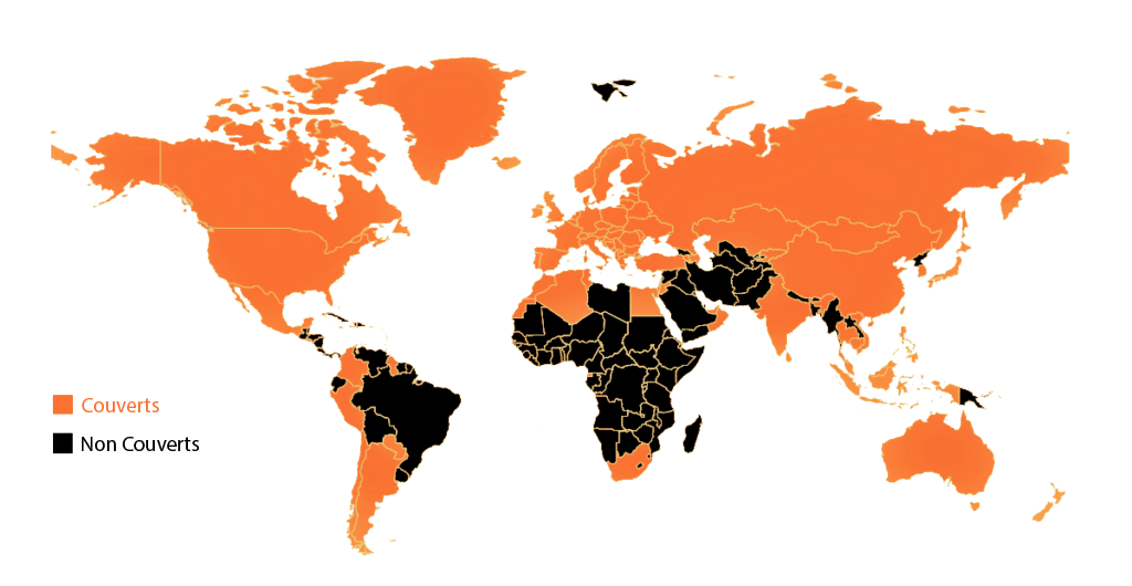 Worldwide coverage in 110 countries